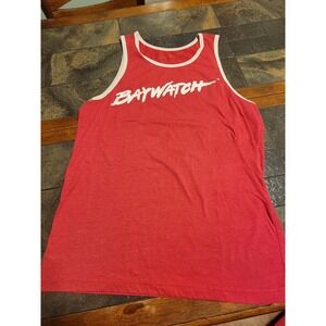 BAYWATCH Retro Y2K Tank Top Men's Size M Red Malibu Beach Patrol Pamela Anderson